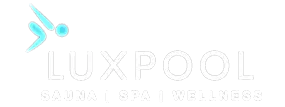 luxpool company white logo branding
